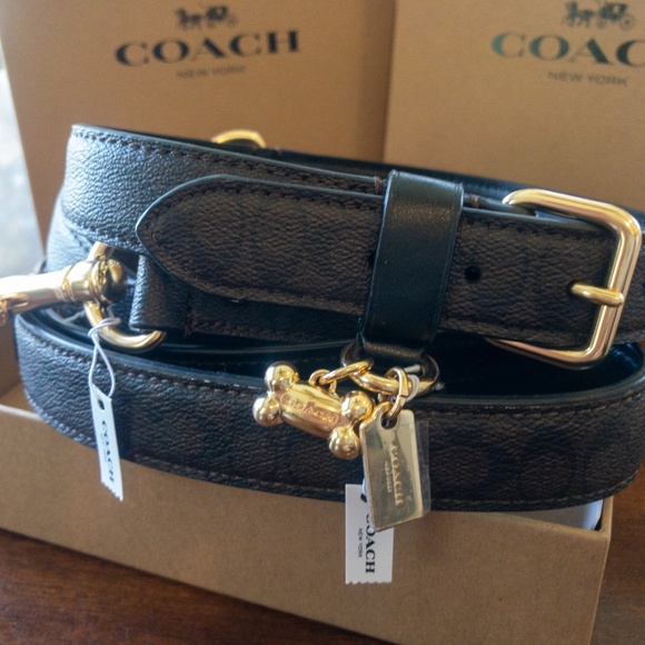 NWT 2 Piece Set: Coach Logo Dog Pet Leash + Collar - Picture 2 of 8
